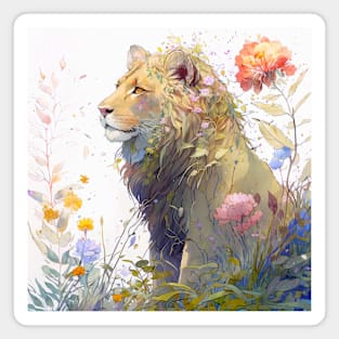 Lion Portrait Animal Painting Wildlife Outdoors Adventure Magnet